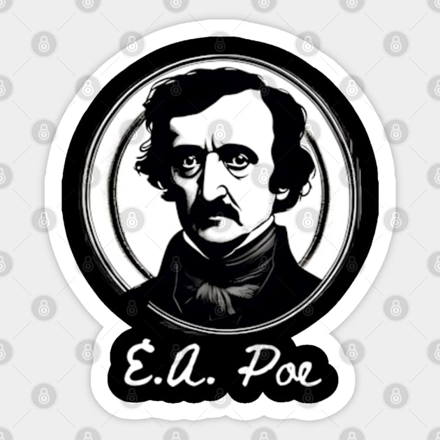 Edgar Allen Poe Sticker by Desert Owl Designs